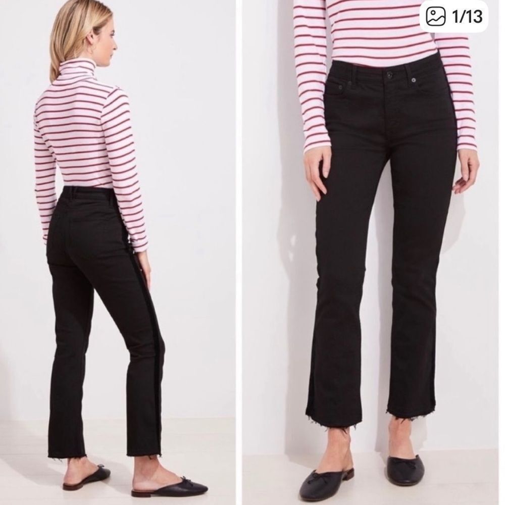 Vineyard Vines High Rise Kick Flare Jean Raw Hem Black Womens 28